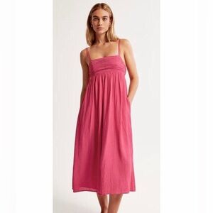 Abercrombie & Fitch Pink Crepe Midi Dress
